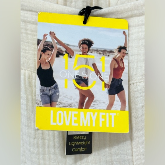 One 5 One -  Cream Gauze Pant High Rise Wide Leg Elastic Back Small NWT - Picture 3 of 8